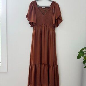 NWT In Loom Brand Satin Smocked Maxi Dress